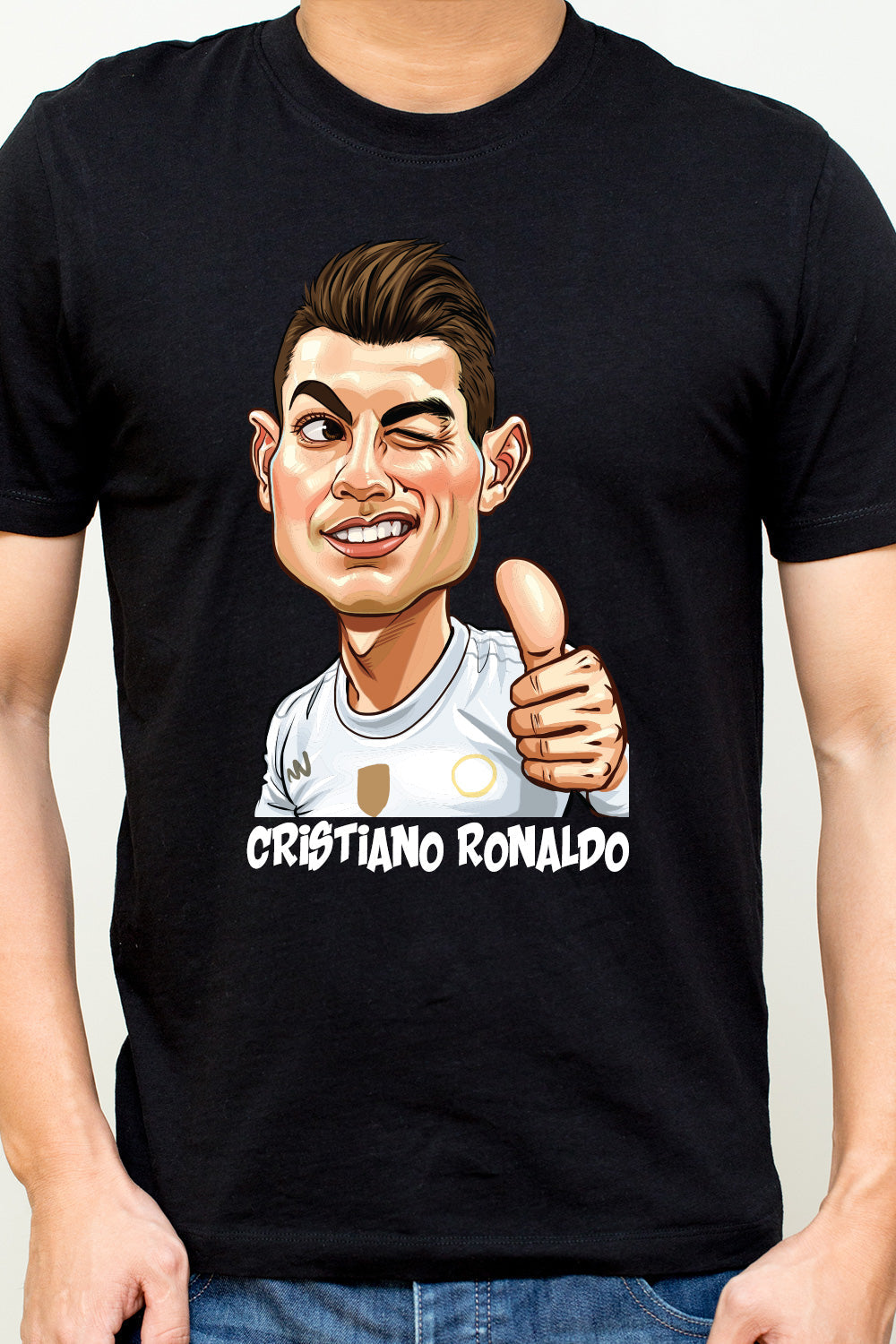 Cristiano Ronaldo - Caricature Art - Portugal and Juventus Casual Black Tee