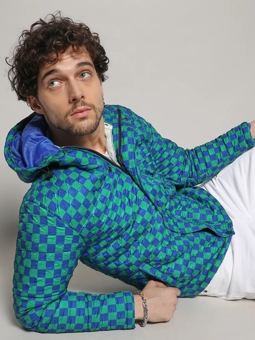 Campus Sutra Micro Buffalo Check Puffer Jacket