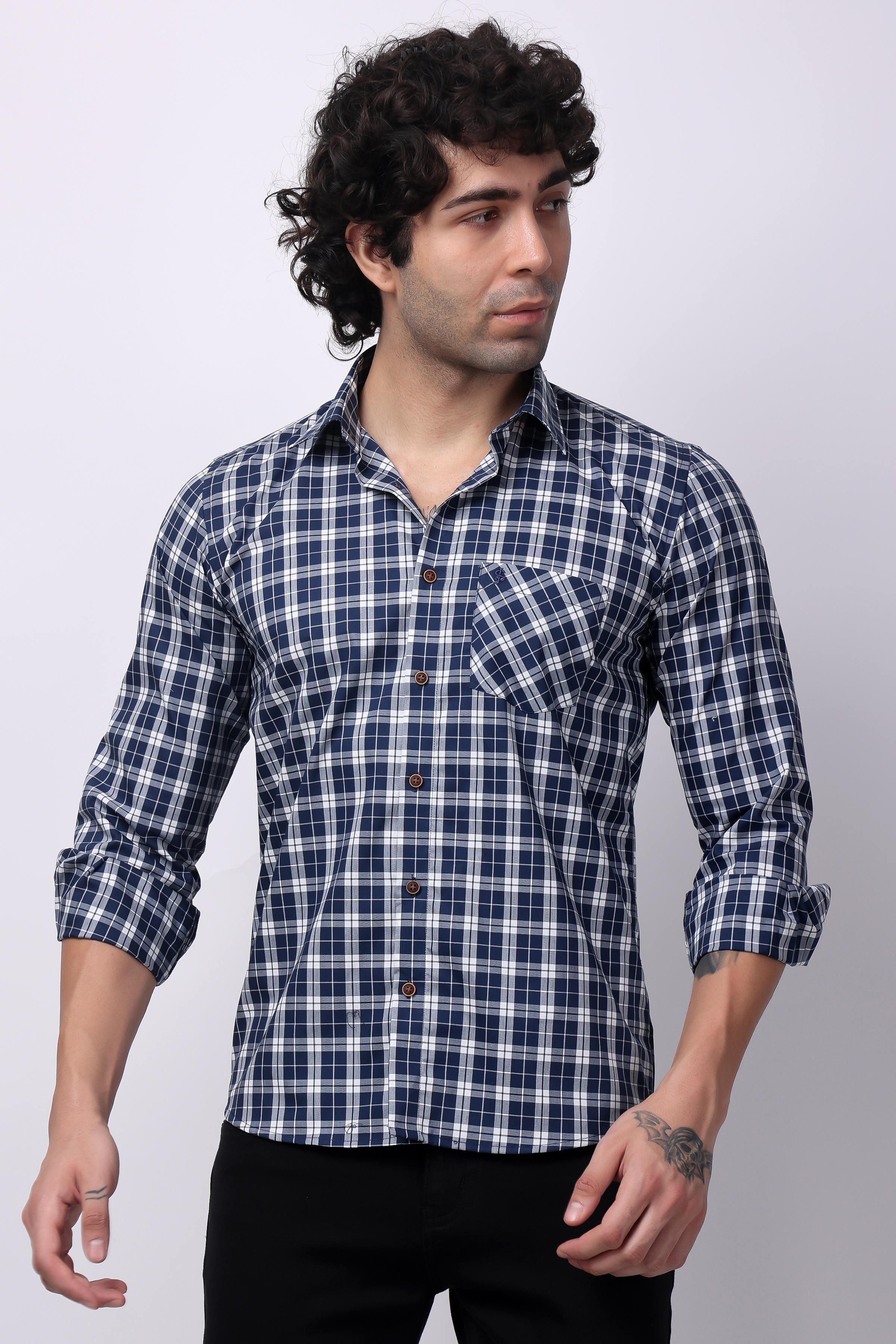 Stylox Regular Fit Full Sleeve Check Casual Shirt For Men's