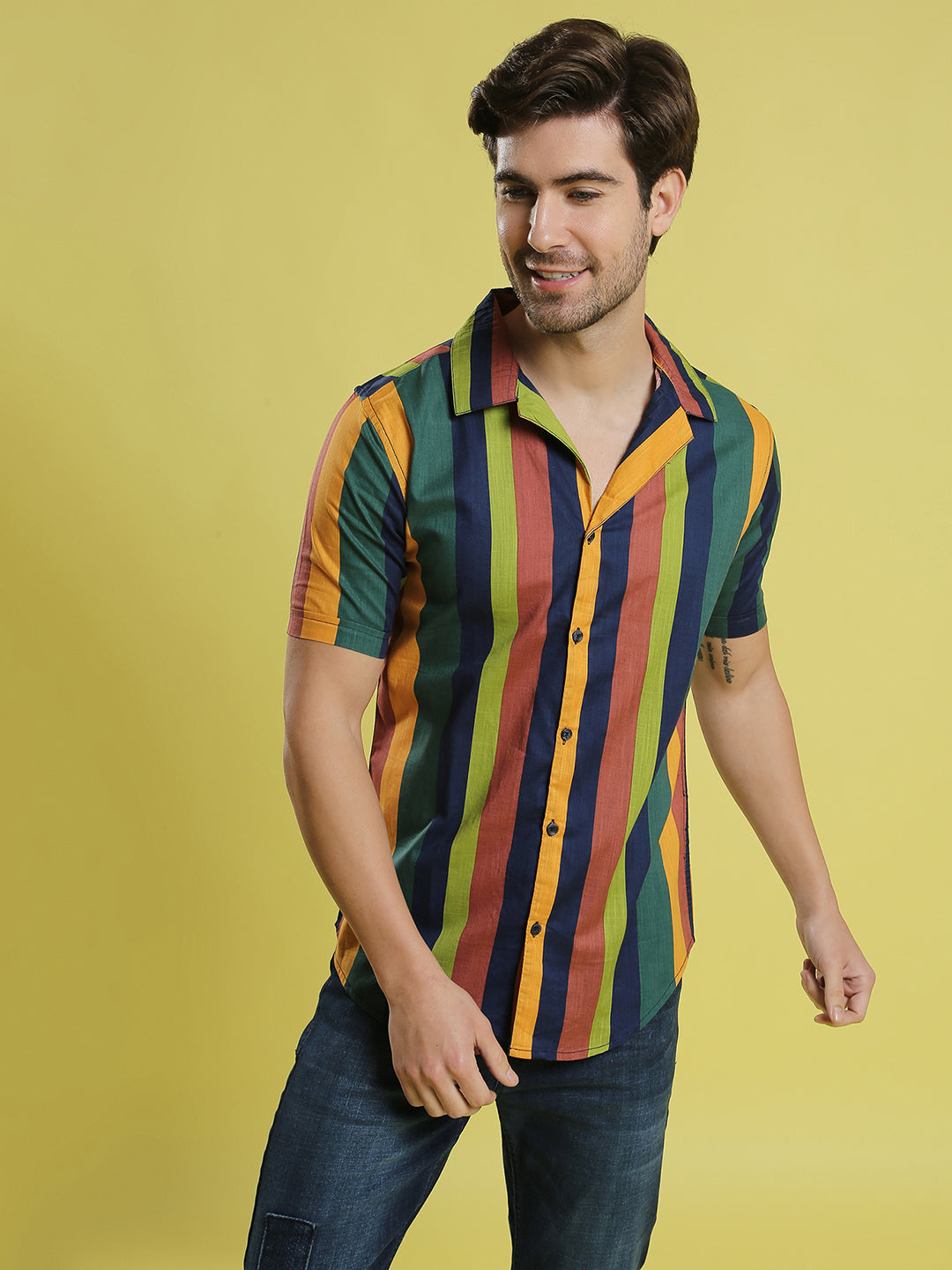 Campus Sutra Awning Striped Shirt