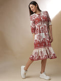 Contrast Tropical Dress