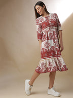 Contrast Tropical Dress