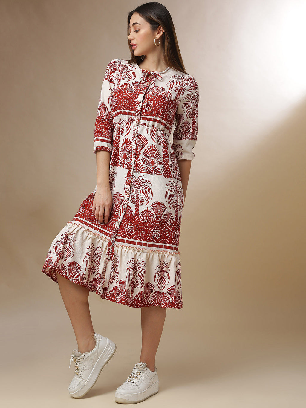 Contrast Tropical Dress