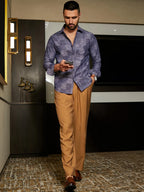 Campus Sutra Heathered Denim Check Shirt