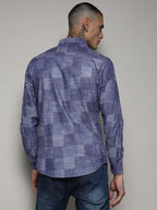 Campus Sutra Heathered Denim Check Shirt