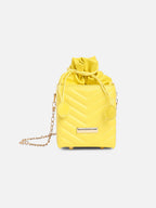 Yellow Quilted Vegan Leather Sling Bag