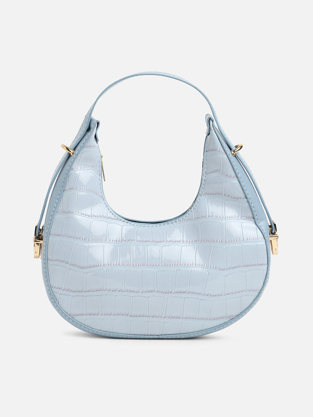 Blue Textured Vegan Leather Handbag