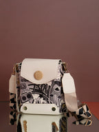 White Printed Vegan Leather Sling Bag