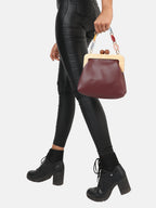 Brown Solid Vegan Leather Handbag