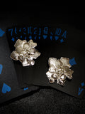 Haute Sauce The Floral-Gleam Statement Earrings - Metallic Silver