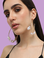 The Abstract-Pearl Maxi Hoop Earrings - Pearl White
