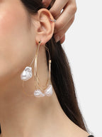 The Abstract-Pearl Maxi Hoop Earrings - Pearl White
