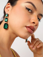 Women's Viridian-Cristal Drop Earrings - Emerald Green