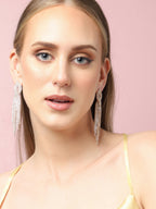 The Twisted-Bling Drop Earrings - Crystal Silver