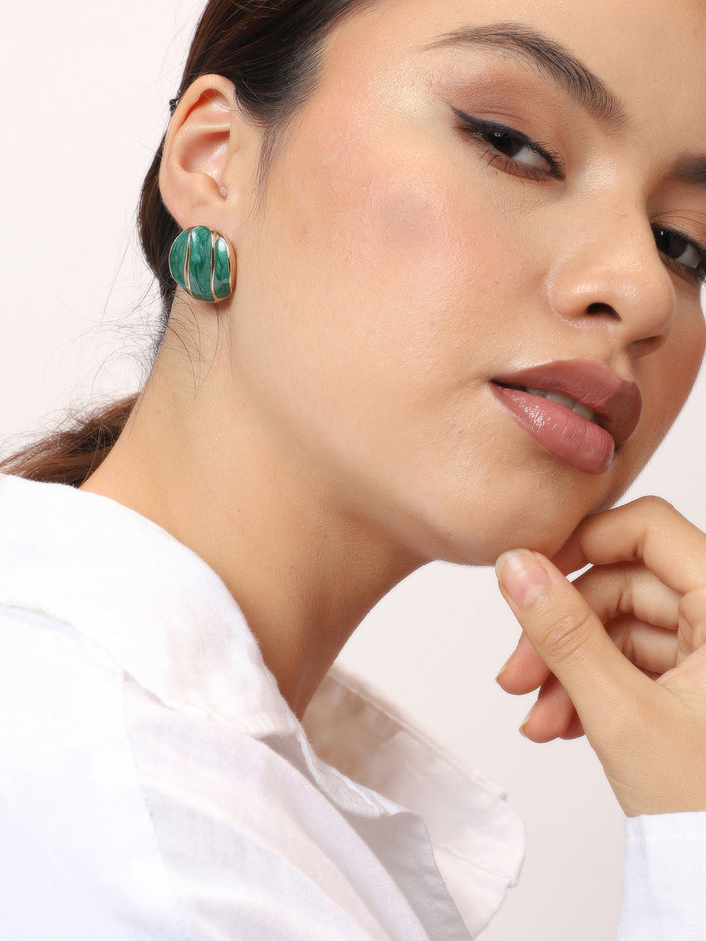 Haute Sauce Women's Enamel-Swirl Stud Earrings - Emerald Green