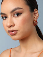 Haute Sauce Women's Indie-Enamel Stud Earrings - Crimson Red