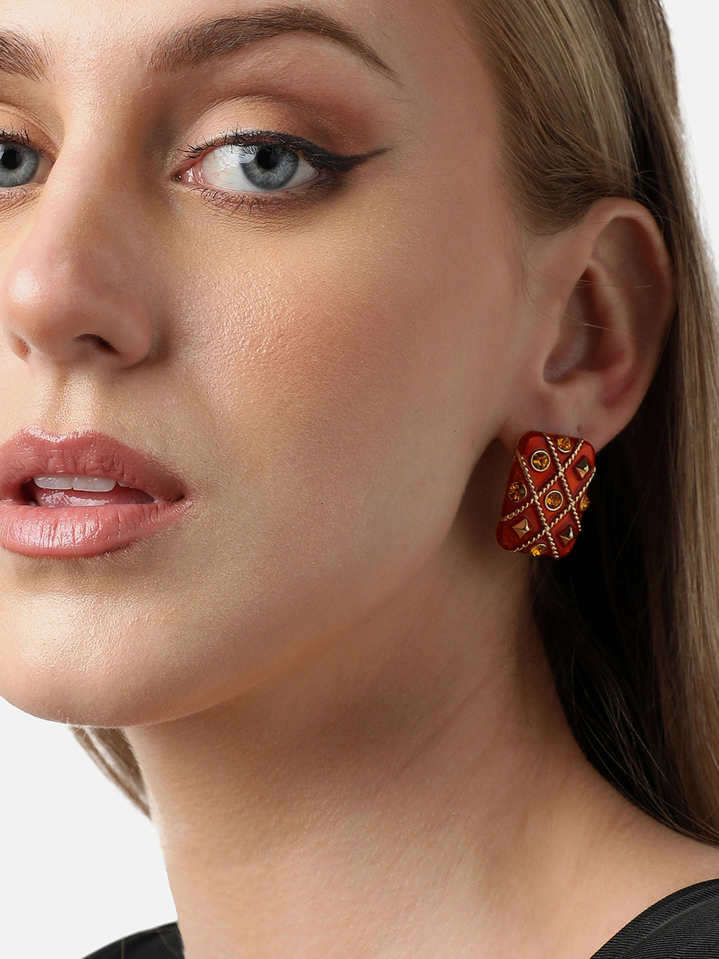 Haute Sauce Women's Indie-Enamel Stud Earrings - Crimson Red
