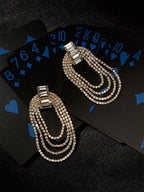 The Bling-Loop Drop Earrings - Crystal Silver