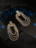The Bling-Loop Drop Earrings - Crystal Silver