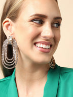 The Bling-Loop Drop Earrings - Crystal Silver