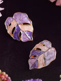 The Ombre-Enamel Leaf Stud Earrings - Lavender