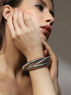 Haute Sauce The Snake-Ribbed Bangle Bracelet - Metallic Silver