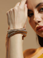 Haute Sauce The Snake-Ribbed Bangle Bracelet - California Gold
