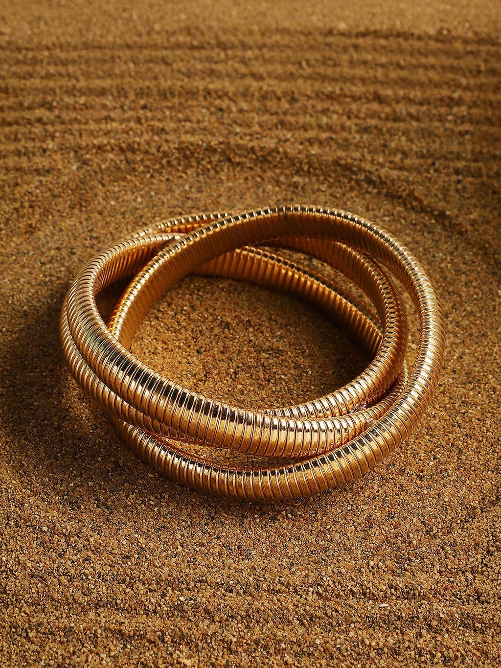 Haute Sauce The Snake-Ribbed Bangle Bracelet - California Gold