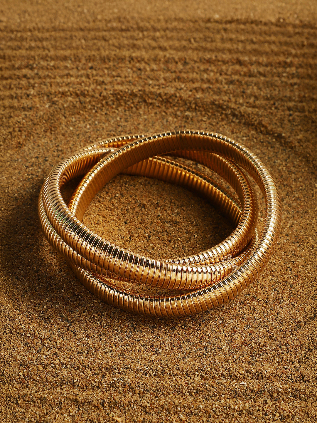 Haute Sauce The Snake-Ribbed Bangle Bracelet - California Gold