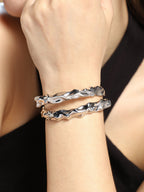 The Crumple-Wrap Cuff Bracelet - Metallic Silver