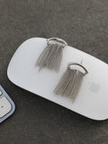The Hanging Chain Bar Drop Earrings - Metallic Silver