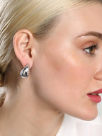 Haute Sauce The Small Dented Teardrop Stud Earrings - Metallic Silver