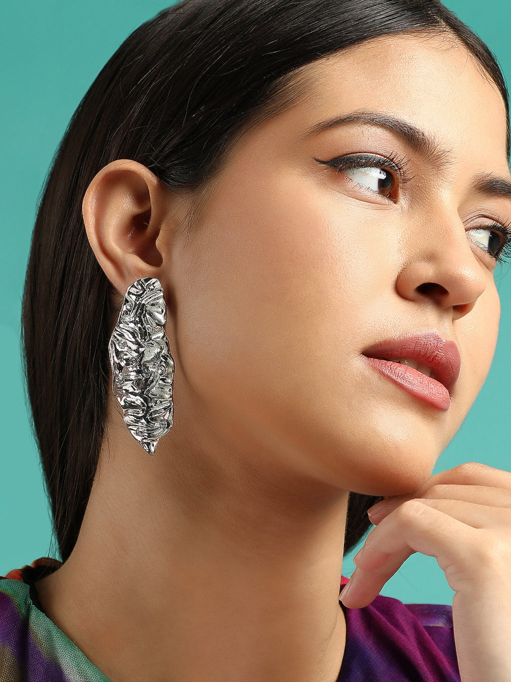 Haute Sauce The Foglia Drop Earrings - Metallic Silver