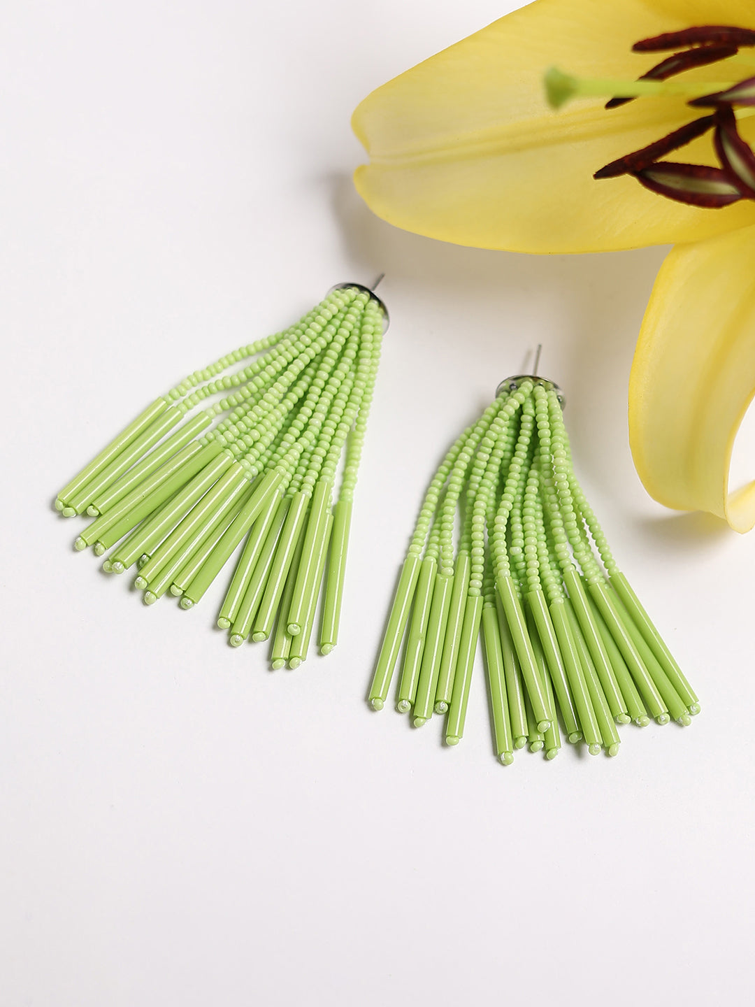 The Long Fringette Drop Earrings - Kelly Green