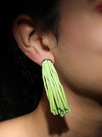 The Long Fringette Drop Earrings - Kelly Green