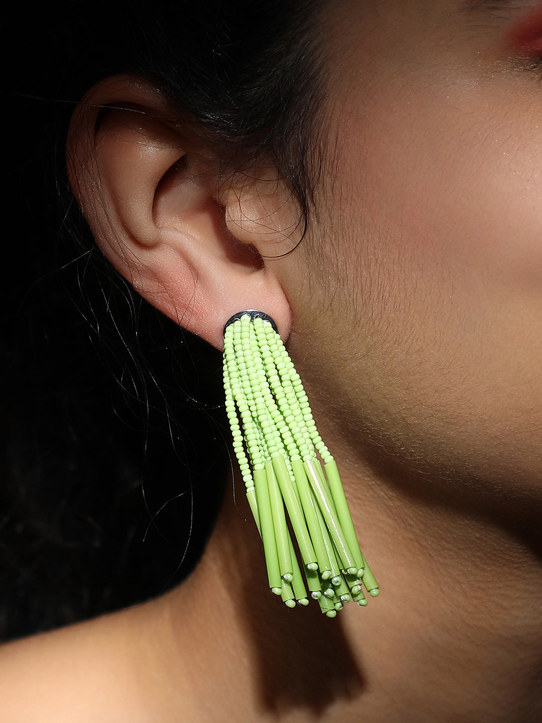The Long Fringette Drop Earrings - Kelly Green