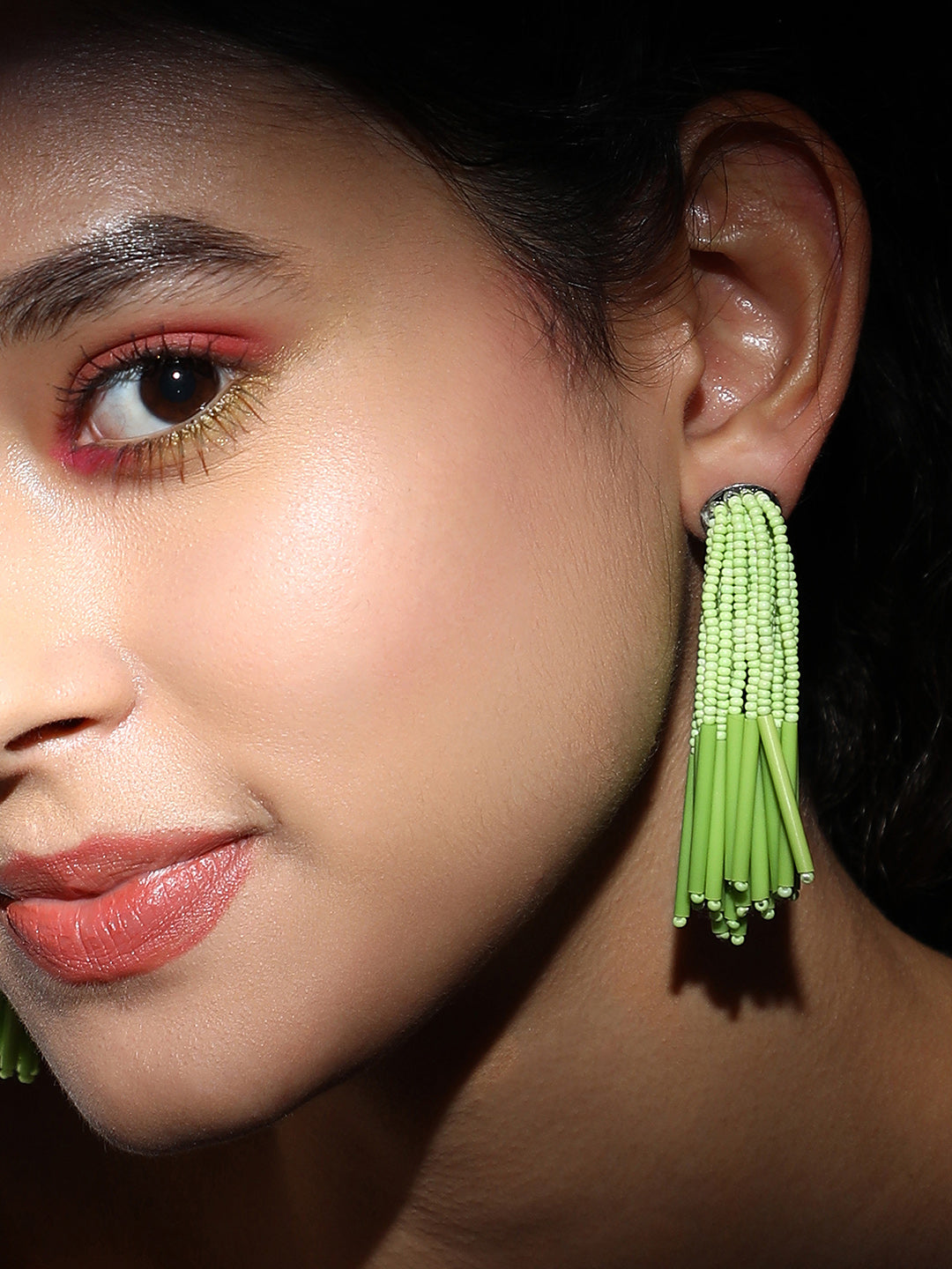 The Long Fringette Drop Earrings - Kelly Green