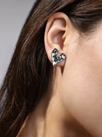 Haute Sauce The Dented-Coeur Stud Earrings - Metallic Silver