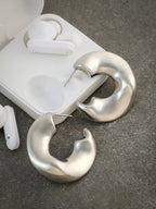 The Chunky-Swirl Hoop Earrings - Metallic Silver