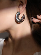 Haute Sauce The Chunky-Swirl Hoop Earrings - Metallic Silver