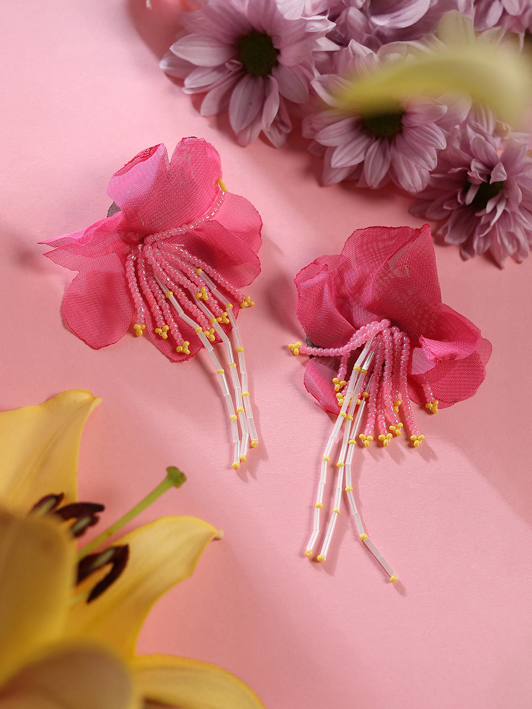 The Florelle Drop Earrings - Rose Pink