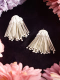 Haute Sauce The Medium Fringette Drop Earrings - Daisy White