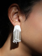 Haute Sauce The Medium Fringette Drop Earrings - Daisy White