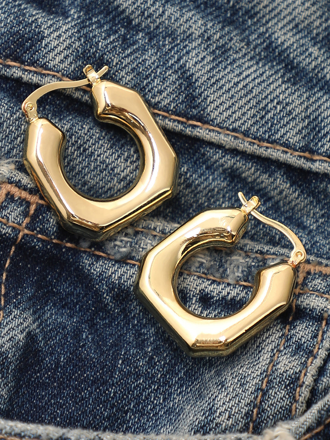 The Hexa Hoop Earrings - California Gold
