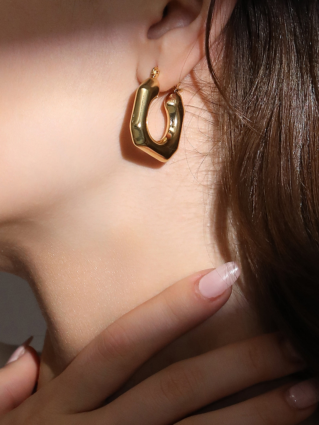 The Hexa Hoop Earrings - California Gold