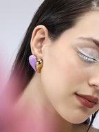 Haute Sauce The Chonky-Coeur Stud Earrings - Lavender