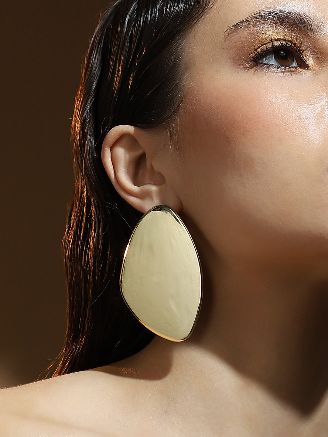 Haute Sauce The Abstarct-Plate Statement Earrings - Champayne Gold