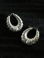 Haute Sauce The Chunky-Ripple Hoop Earrings - Metallic Silver
