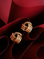 The Small Ribbed-Intertwine Stud Earrings - California Gold