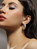 Haute Sauce The Snake-Ribbed Hoop Earrings - Metallic Silver